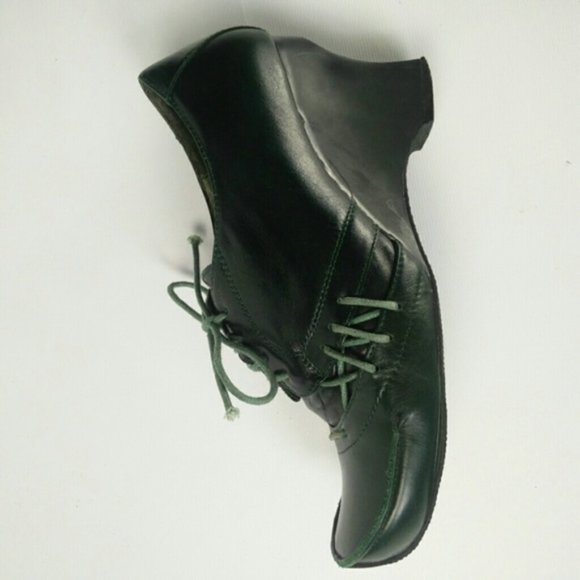 Leather wedge booties green Cosmic Girl shoes 7.5 - Picture 15 of 16